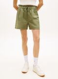Green Linen Blend Five-Pocket Shorts  Women