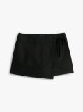 Black Side Tie Linen Blend Skort  Women
