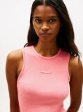 Pink Logo Slim Ribbed Tank Top  Women