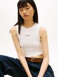 White Logo Slim Ribbed Tank Top  Women
