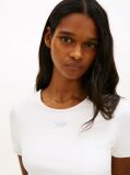 Άσπρο Αθλητικό Slim T-Shirt Με Λογότυπο  Γυναίκες