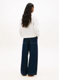 White Wavy Flag Sueded Terry Boxy Sweatshirt  Women