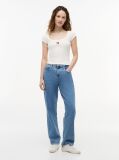 White Tommy Badge Scoop Neck Slim T-Shirt  Women