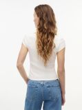 White Tommy Badge Scoop Neck Slim T-Shirt  Women