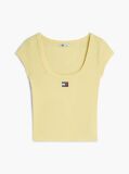 Yellow Tommy Badge Scoop Neck Slim T-Shirt  Women