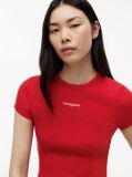 Κόκκινο T-Shirt Ribbed Με Λογότυπο Σε Στενή Γραμμή  Γυναίκες