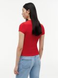 Κόκκινο T-Shirt Ribbed Με Λογότυπο Σε Στενή Γραμμή  Γυναίκες