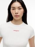 Άσπρο T-Shirt Ribbed Με Λογότυπο Σε Στενή Γραμμή  Γυναίκες