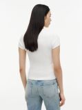 Άσπρο T-Shirt Ribbed Με Λογότυπο Σε Στενή Γραμμή  Γυναίκες