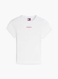 Άσπρο T-Shirt Ribbed Με Λογότυπο Σε Στενή Γραμμή  Γυναίκες