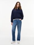 Blue Boxy Sueded Terry Zip-Thru Hoody  Women