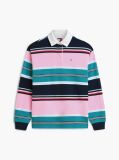Multi Mixed Stripe Relaxed Rugby Shirt  Women