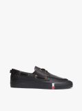 Black Archive Flag Stripe Leather Boat Shoes  Men