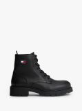 Black Leather Cleat Lace-Up Ankle Boots  Women