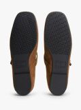 Brown Suede Buckle Square Toe Ballerinas  Women
