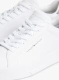 White Pebble Grain Court Trainers  Men