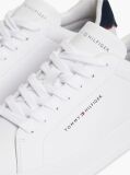 White Pebble Grain Court Trainers  Men