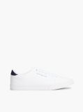 White Canvas Embossed Trainers  Men
