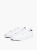 White Canvas Embossed Trainers  Men