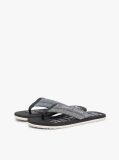 Black Pure Linen Chambray Jacquard Flip-Flops  Men
