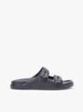 Black Lightweight Pin Buckle Serrated Pool Slides  Men