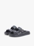 Black Lightweight Pin Buckle Serrated Pool Slides  Men