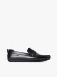 Black Leather Logo Penny Strap Driver Shoes  Men