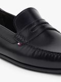 Black Leather Logo Penny Strap Driver Shoes  Men