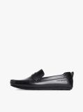 Black Leather Logo Penny Strap Driver Shoes  Men