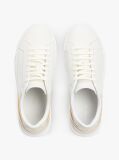 White Contrast Panel Leather Court Trainers  Men
