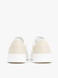 White Contrast Panel Leather Court Trainers  Men