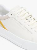 White Contrast Panel Leather Court Trainers  Men