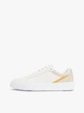 White Contrast Panel Leather Court Trainers  Men