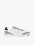 White Mixed Texture Cupsole Trainers With Leather  Men