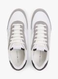 White Mixed Texture Cupsole Trainers With Leather  Men