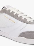 White Mixed Texture Cupsole Trainers With Leather  Men