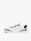 White Mixed Texture Cupsole Trainers With Leather  Men