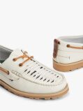 White Leather Braided Boat Shoes  Men
