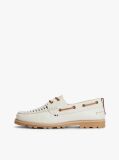 White Leather Braided Boat Shoes  Men