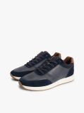 Blue Suede Mixed Texture Trainers  Men