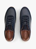 Blue Suede Mixed Texture Trainers  Men
