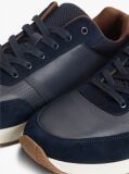 Blue Suede Mixed Texture Trainers  Men