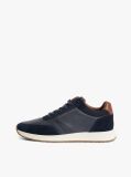 Blue Suede Mixed Texture Trainers  Men