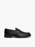 Black Pebble Grain Leather Penny Loafers  Men