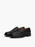 Black Pebble Grain Leather Penny Loafers  Men