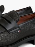 Black Pebble Grain Leather Penny Loafers  Men