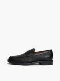 Black Pebble Grain Leather Penny Loafers  Men