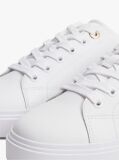 White Leather Metallic Logo Cupsole Trainers  Women