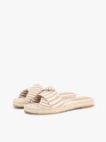 Beige Canvas TH Monogram Stripe Espadrille Mules  Women