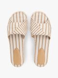 Beige Canvas TH Monogram Stripe Espadrille Mules  Women